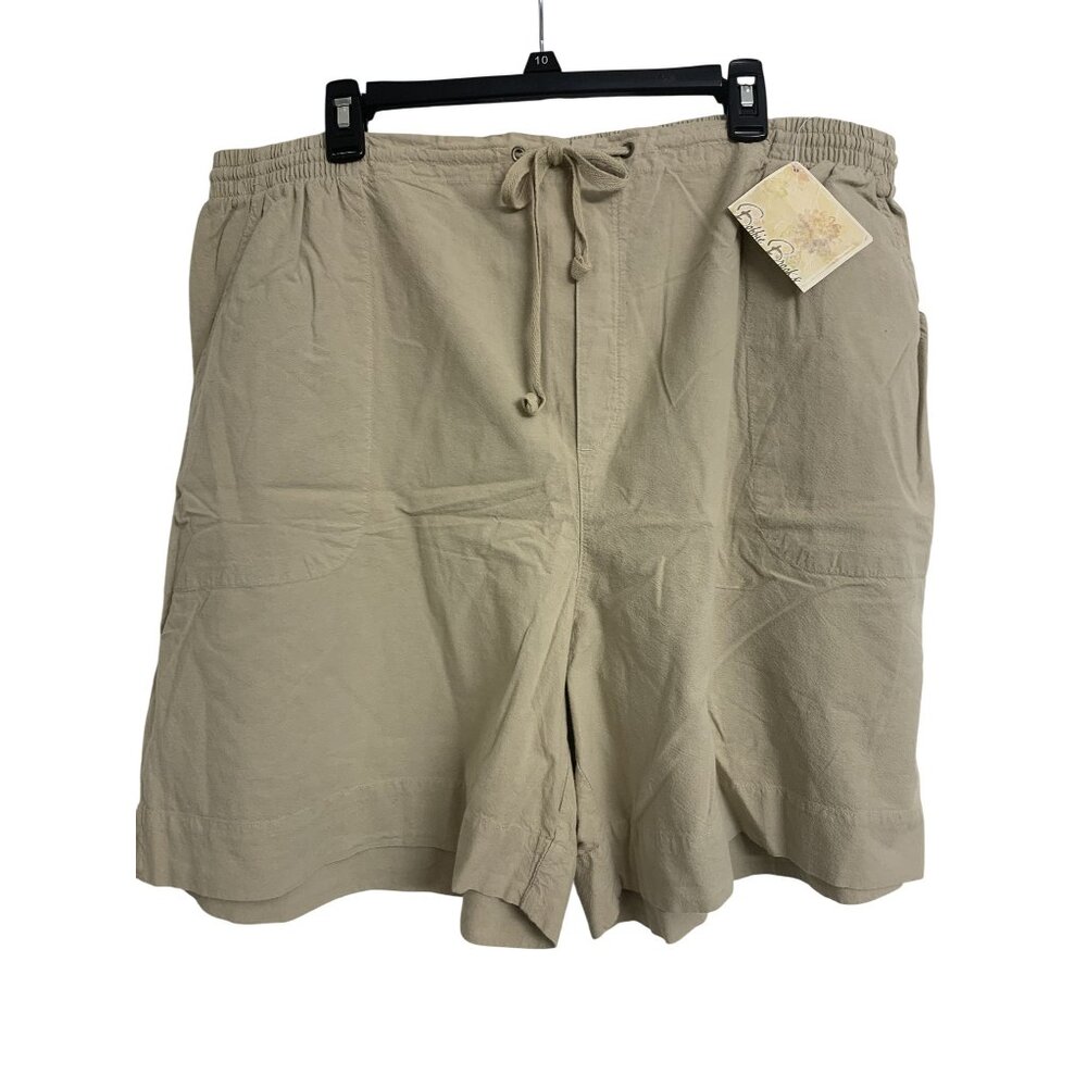 NWT Bobbie Brooks Beige Cotton‎ Elastic Waist Shorts 22W/24W Lightweight
